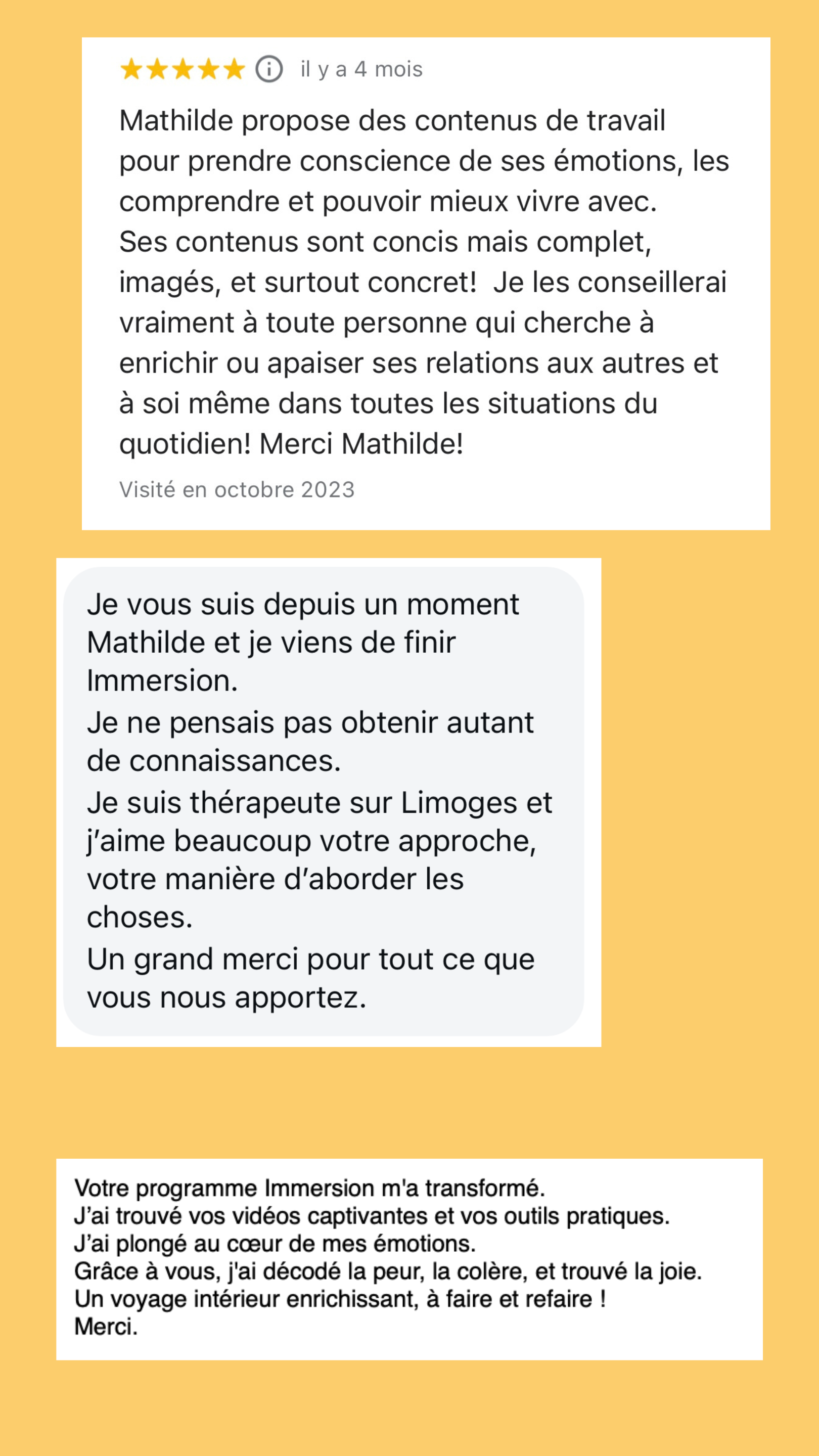 temoignages programme en ligne emotion professionnels